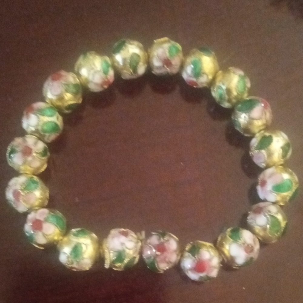 Cloisenet Gold Foil Floral Stretch Bracelet